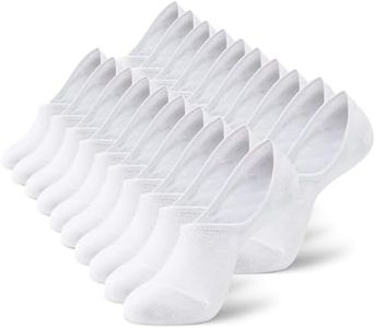 MONFOOT Women's and Men's 10 Pairs Breathable No Show Non slip White Socks Medium, multipack