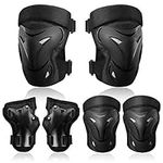 BOSONER Adult/Child Knee Pads Elbow Pads Guards Protective Gear Set for Cycling Bike Skateboarding Inline Roller Skating Bicycle Scooter, Wrist Guards Youth Kids Adults for Multi-Sports Outdoor