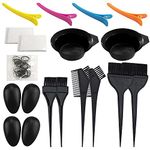 21 Packs Hair Dye Coloring Kit, Sonku Dye Brush Comb Mixing Bowl Ear Caps Shower Cap Apron Sectioning Clips and Hairbands for DIY Salon Hair Dye Tool