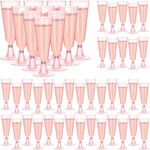 50 Pcs Champagne Flutes Plastic and Disposable Champagne Flutes,5.5 Mimosa Glasses Plastic Acrylic Champagne Flutes, Pink Plastic Champagne Cups for Wedding, Thanksgiving Day, Christmas