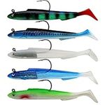 Soft Fishing Lure, 5PCS Fishing Swimbait Lures, Soft Plastic Fishing Lures, Jig Head Soft Fishing Lures Kits, Paddle Tail Swimbaits For Bass Trout Redfish Saltwater Freshwater