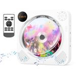 DESOBRY Portable CD Player with Speakers Wall Mountable, Personal CD Player with Bluetooth, Front LED Screen, Remote Control, Supports FM/USB/AUX