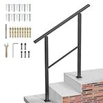 Mychoiii 3-Step Handrails for Outdoor Steps,Outdoor Stair Handrail Fits 1 to 3 Steps,Black Wrought Iron Hand Rail Stair Railing Kit for Concrete Steps,Porch Steps