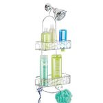 iDesign 31040 Bubbli Shower Caddy, Metal Shower Organiser with Baskets, Shower Shelves for Shower Accessories, Clear/Silver, Large