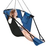 Chihee Hanging Chair with Footrest,U-Shaped Metal Frame Hammock Chair,Robust Oxford Fabric Teslin Swing Chair with Side Pocket Pillow Carabiner Strong Support and Breathability Outdoor Indoor 550lbs