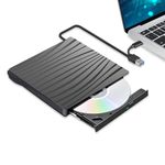 STFMHEZ External CD DVD Drive, Type-C USB 3.0 Portable Drive Reader DVD CD RW Writer Burner Player Optical DVD Drive External Disk Drive Laptop, Desktop, PC, Mac, IOS, Windows 11/10/8/7/XP/Linux/Vista