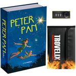 Sekam Book Safe with Combination Lock, Hidden Safe (24 x 15 x 5.5 cm) with Fireproof Bag, Secret Diversion Safe, Hollow Book Box Hidden Storage, Money Safe Box for Cash(Peter Pan)