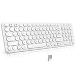 PINKCAT Wireless Bluetooth Keyboard Rechargeable, Slim Sleek Design, Bluetooth & USB Multi-Device Switching, Quiet Typing, Separate Numeric Keypad, for Laptop, Tablet, Mac OS, Windows -White