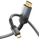 BlueRigger USB C to HDMI Cable (2M, 4K 60Hz, Uni-directional, 18Gbps, USB Type C 3.1, HDR10+, HDMI 2.0 Premium Braided Cord, USBC to HDMI) – Thunderbolt 3/4 Compatible with Phone, Laptop, Tablet