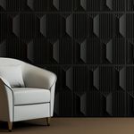 Art3dwallpanels PVC 3D Wall Panel for Interior Wall Décor in Black, Wall Decor PVC Panel, 3D Textured Wall Panels, Pack of 12 Tiles