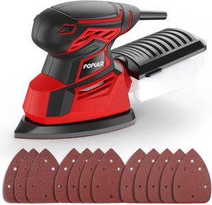 POPULO Electric Mouse Sander 130W – 12 Sandpapers, Dust Collector, Compact