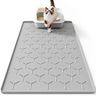 Bulkniu Large Silicone Cat Litter Mat, Waterproof/Urineproof, Litter Recycling, Easy to Clean, Soft on Kitty Paw (22"X34"- Grey)