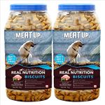 Meat Up Dog Treats Biscuits 2kg (1kg + 1kg) | Mutton Flavour | Suitable for All Life Stages | Helps Remove Plaque & Tartar | Enriched with Vitamins & Minerals | Promotes Lustrous Coat