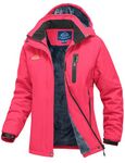 YSENTO Womens Waterproof Jackets Winter Fleece Outdoor Ski Snowboarding Walking Coat with Detachable Hood(Rose Red,XL)