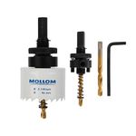 MOLLOM (54mm | 2-1/8") HSS M42 with 8% Cobalt BI-Metal Hole Saw with 2 Pilot Drill Bits & Arbor Smooth Cutting for PVC,Drywall,Wood,Plastic,Gypsum Board,Rubber