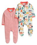 BUMZEE Cream & Coral Baby Boys Full Sleeves Sleepsuit Pack of 2 Age - 6-9 Months (Peb8816D-crl.CRM)