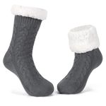 LEMZONE Women's Thick Warm Fuzzy Slipper Socks Cozy Girl Winter Grip Socks with Fleece Lining