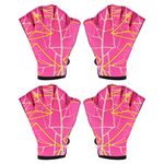 PATIKIL Webbed Swim Gloves, 2Pairs Swimming Aquatic Gloves Printing Water Resistance Training Accessories for Swimming and Diving, M, Rose Red