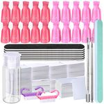 Gel Nail Polish Remover Tool Kit, 20Pcs Plastic Nail Clip, 550Pcs Nail Wipe Cotton Pads, 120ml Push Down Empty Bottle Dispenser, 7Pcs Nail File Grit 100/180, 2 Nail Brush, and 2 Cuticle Pusher Peeler