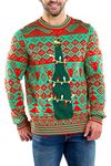 Tipsy Elves Men's Ugly Christmas Sweaters - Funny and Tacky Embellished Christmas Sweaters for Men, Bottle Opener (Red/Green), Large