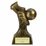 Trophies Plus Medals Prime Antique Gold Resin Boot & Ball Football Trophy 18cm (7 1/8") FREE ENGRAVING