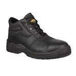 Iron Mountain Unisex Workwear Steel Toecap & Midsole S3 SRC Leather Safety Ankle Boot, Black, UK 10 / EU 44