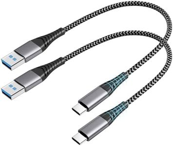 【2 Pack】 T Tersely 25cm Short USB C Cable A to Type C Fast Charger Nylon Braided Cord Support Android Auto for Power Bank, for iPhone 16/16 Pro Max/Pro/Plus/15, for iPad Pro Air, for Samsung S24 S23