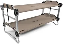 Disc-O-Bed Youth Double Cot Kid-O-Bunk, Modular for Bunk Beds, Dual Cots, or Bench with 2 Carry Bags for Portable Transport, Tan