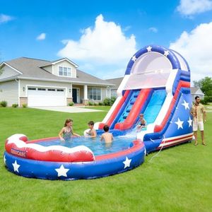 24FT Commercial Inflatable Water Slide: 100% PVC Waterslide with Airtight Pool for Adults, Blower & Water Tube Included, Wet Dry Use, 24x12x12 FT