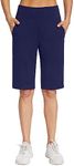 movvoche Women 12" Long Shorts Knee Length Casual Board Short Swim Summer Lounge Loose Workout Athletic Running Bermuda Shorts Navy XL