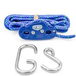 Tie Boss - 1/4 Inch, Medium Duty, (150 lbs Working Load Limit), Weather Resistant, Tie Down, Rope Tightening System, (w/15 ft Rope) (Pack of 1) (Blue)