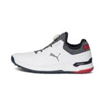 PUMA Men's Proadapt Alphacat Disc Golf Shoe, White/Navy Blazer/High Risk Red, 9 UK