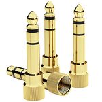 bestune 6.35mm (1/4 Inch) Male to 3.5mm (1/8 Inch) Female Audio Adapter Gold Plated Stereo Phone Screw-On Adapter for Guitar Headphones Amp, 4Pcs