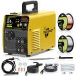 HAXIAOER 160A MIG Welder 4 in 1 Semi-Automatically Synergy Gas MIG/Gasless MIG/ARC/Lift TIG MIG Welding Machine with Solid Core Flux Core Wires, Yellow