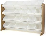 Homesmiths Beige Toy Storage Organizer for Kids, Set of 16 White Bins | Perfect for Home, Play Schools and Kindergarten