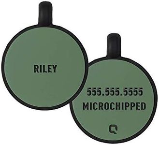 QALO Customized Silicone Pet ID Tag, Durable Dog & Cat Name Tag, Customized Engraved Silicone ID Dog Tags and Cat Tags, Jingle-Free & Lightweight, Classic Round, Green