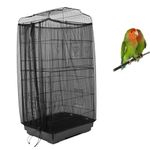 ASOCEA Bird Cage Seed Catcher Adjustable Bird Cage Cover Soft Nylon Mesh Net with Drawstring Birdcage Skirt Feather Guard for Round Square Cages (Black) (200 x70 cm)