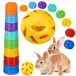 LEIFIDE 9 Pack Stack up Bunny Cups and Treat Ball for Bunny Toys Rabbit Food Dispenser Rabbit Stacking Cups Snack Ball Rabbit Toys Plastic Nesting Toys for Small Animals Rabbits