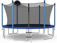 Giantex Trampoline with Basketball Hoop, 12 Ft Trampoline for Kids and Adults with Ladder, ASTM Approved Outdoor Large Recreational Trampoline with Net for Backyards, Park