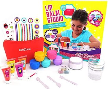 GirlZone Lip Balm Making Kit, 25-Piece Makeup and Lip Gloss Set with Glitters, Stickers & More, Fabulous Girls Toys Age 8 & Great Gift Idea for Kids