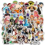 jixiejumo One Piece Stickers 50 Pcs, Nami Zoro Ace Luffy Chopper One pcs Anime Vinyl Decal, Waterproof Gifts Sticker Pack for Cup, Water Bottle, Laptop, Phone