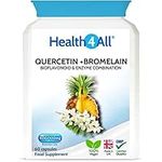 Health4All Quercetin 400mg + Bromelain 100mg 60 Capsules (V) Natural Antihistamine. Vegan Immune Support Supplement