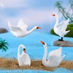 Chocozone Pack of 4 Goose Miniatures Toys for Kids Decorative Items for Home Landscape Decor Fairy Garden Decorations - 4.5cm