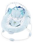 LADIDA Soft Light Blue Baby Bouncer, Soothing Vibrations and Music, Soft and Padded Material, Safe and Secure Three-Point Harness - 696