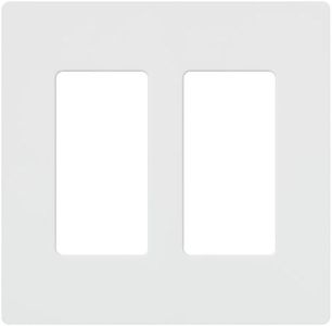 Lutron Claro 2 Gang Decorator/Rocker Wallplate, Gloss, White (1-Pack) | CW-2-WH