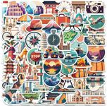 World Travel City Stickers for Luggage, 65Pcs Waterproof Vinyl Travel Stickers Pack for Water Bottle, Laptop, Bicycle, Suitcase, Scrapbook, Journal, Cars, Famous City Scenery Decals (City)