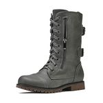 DREAM PAIRS Women's Combat Military Boots Mid Calf Fall Faux Fur Lining Boots,Size 11,Grey,Terran