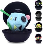 PILPOC theFube Fidget Cube with 12 Sides - Handy Anxiety Toys for Kids and Adults - Fidget Dice for Stress Relief & Focus - Anti Stress Cube for ADHD, ADD, with Carry Case (Light Blue & Mix)