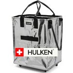 HULKEN (Large, Silver) Reusable Grocery Bag On Wheels, Shopping Trolley, Rolling Tote, Zipper Closure, Lightweight, Carries Up to 66 lb, Folds Flat, Unbreakable Handles