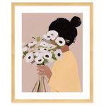 COLOSSAL ART HOUSE Flower Bouquet 11x14 Inch Framed Poster Wall Art for Home, Office, Living Room Wall Decoration for Wall, Brown